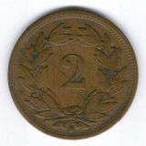 2 Rappen 1866 - sehr sch&ouml;n